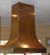 Hand hammered pre weather copper island hood