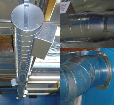 Views of a custom spiral duct system